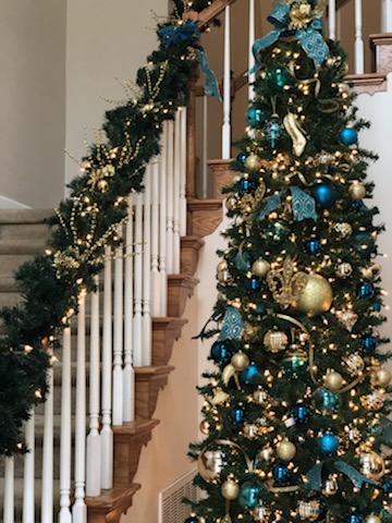 Christmas decorations on stairwell
